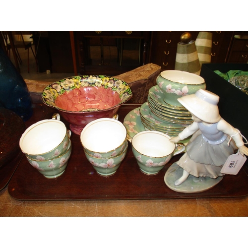 189 - Maling Bowl, Aynsley 18 Piece Tea Set and Nao Figure