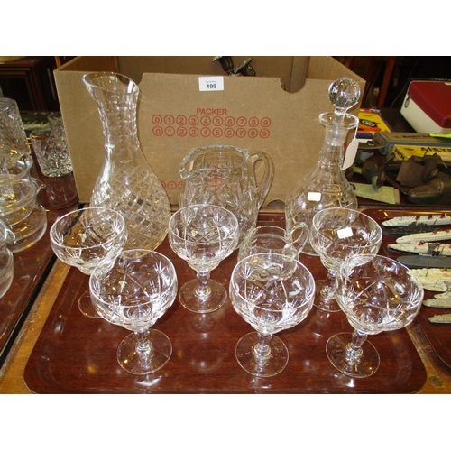 200 - Set of 6 Crystal Cocktail Glasses, 2 Jugs, Decanter and Carafe