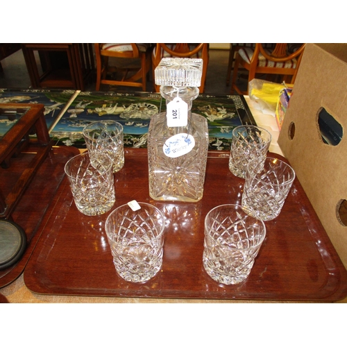 201 - Crystal Whisky Decanter and 6 Tumblers