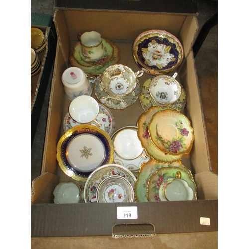 219 - Box of Cabinet Cups and Saucers etc