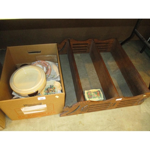 222 - Wall Shelves, Box of Ceramics and Trinket Box of Costume Jewellery