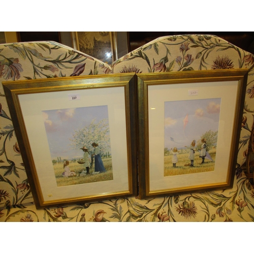 237 - Pair of Pastel Pictures of Children. each 22x32cm