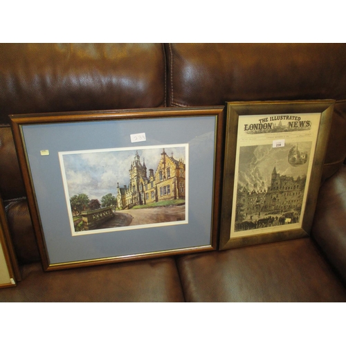 239 - Framed Illustrated London News Fire at Cortachy Castle, along with a James McIntosh Patrick Print of... 