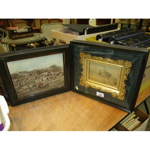 248 - Ornately Framed Picture of a Horse and Carriage Ride, along with a Photograph of a Hunt