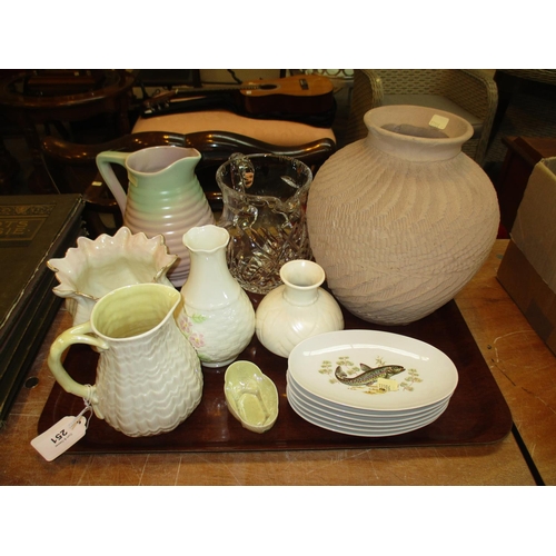 251 - Five Pieces of Belleek China, Other Ceramics and Crystal Jug