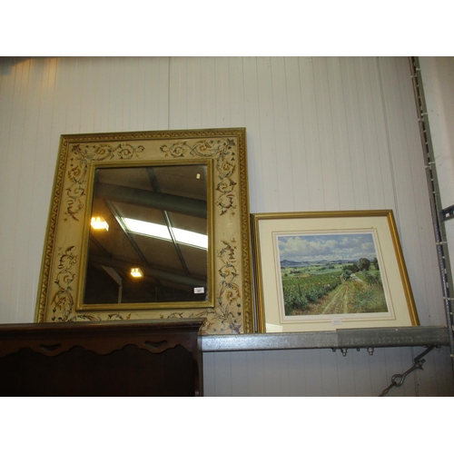 327 - Decorative Wall Mirror, 94x84cm, and a James McIntosh Patrick Print