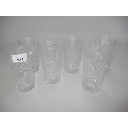 341 - Set of 6 Crystal Tall Tumblers