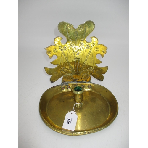 346 - Brass Candle Sconce the Back Plate Decorated with Cannons and Rifles