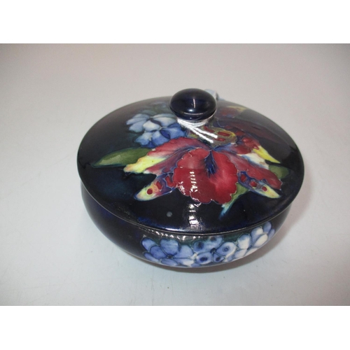 361 - Moorcroft Pottery Powder Box with Queen Mary Paper Label, 12cm diameter