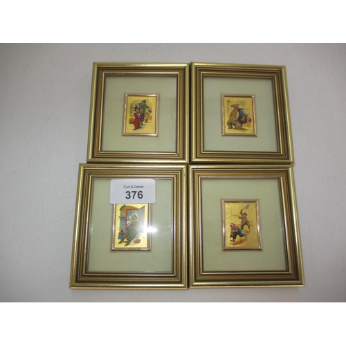 376 - Oro Foglia, 4 Miniature Clown Pictures