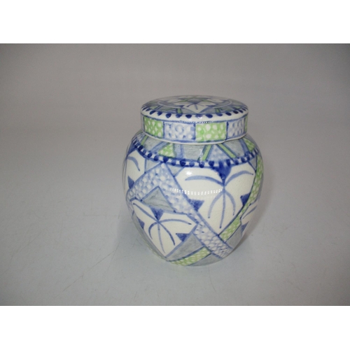 384 - Scottish Hand Painted Jar with Cover by GM LN 1940, 10cm