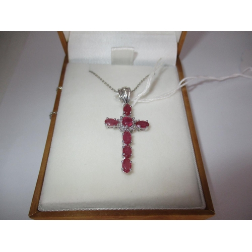 400 - Ruby Cross Pendant and Chain