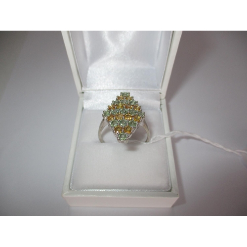 405 - Yellow and Green Sapphire Art Deco Style Ring