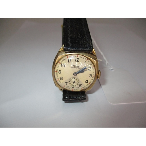 423 - Gents 9ct Gold Rone Sportsmans Wristwatch