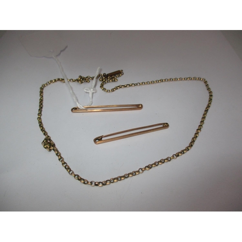 429 - Two 9ct Gold Bar Brooches and 9ct Gold Necklace, 6.43g