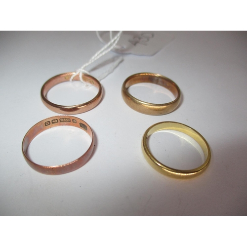 430 - Three 9ct Gold Wedding Rings, 9.2g, and an 18ct Gold Wedding Ring, 3.16g