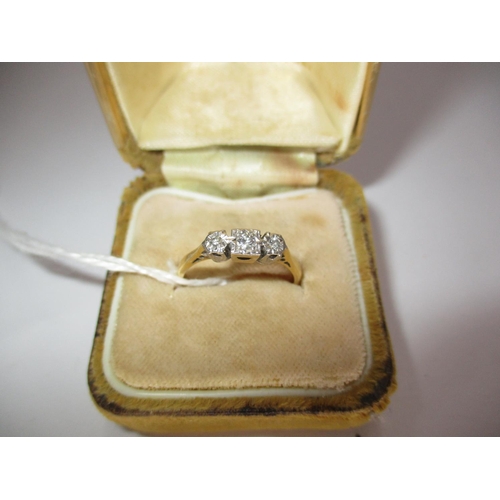 436 - 18ct Gold 3 Stone Diamond Ring, 2.12g, Size N