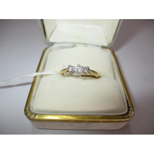 460 - 18ct Gold 3 Stone Diamond Ring, total diamond weight 0.34ct, 3.08g, Size P