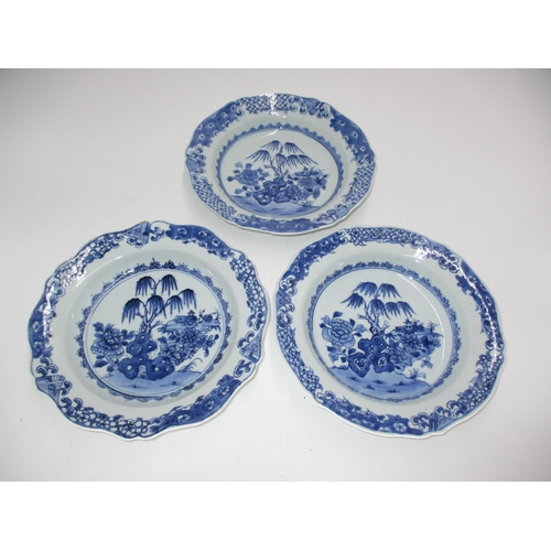 473 - Three Late 18th/Early 19th Century Chinese Export Porcelain Blue and White Dishes, 23cm