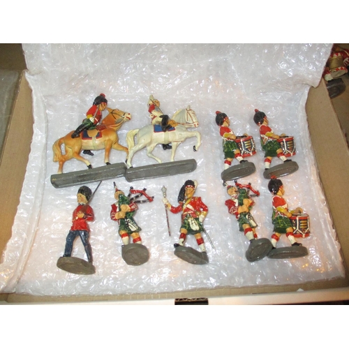 496 - Six Elastolin Pipe Band Figures and 3 Others