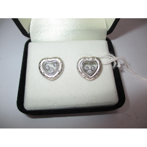 507 - Pair of 9K White Gold Earrings in the Shape of a Heart