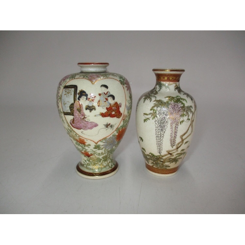 515 - Two Miniature Satsuma Pottery Vases, 9.5 and 9cm