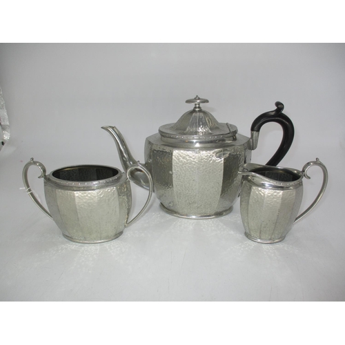 520 - Civic Hammered Pewter 3 Piece Tea Service