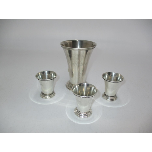 537 - Continental White Metal Beaker and 3 Small Cups, 158g total