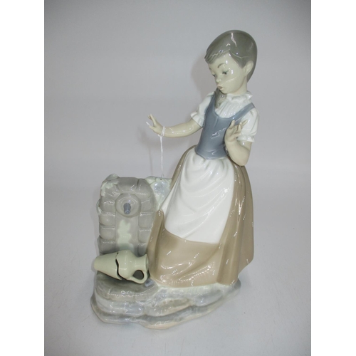 542 - Nao Figure of a Girl at a Well with a Broken Vessel, 29cm