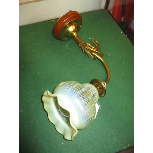 544 - Arts & Crafts Brass Wall Light with Vaseline Glass Shade