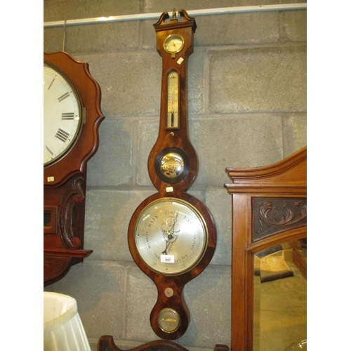 557 - Mahogany Case Banjo Barometer by King Chippenham