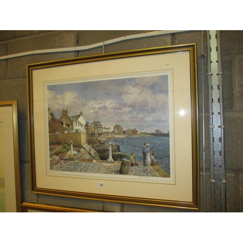 560 - James McIntosh Patrick Signed Print Boys Fishing Broughty Ferry 363/850