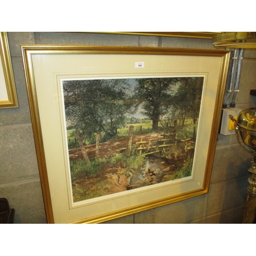 561 - James McIntosh Patrick Signed Print Country Lane and Brook