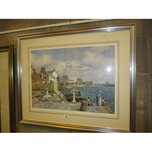 564 - James McIntosh Patrick Signed Print Boys Fishing Broughty Ferry 738/850