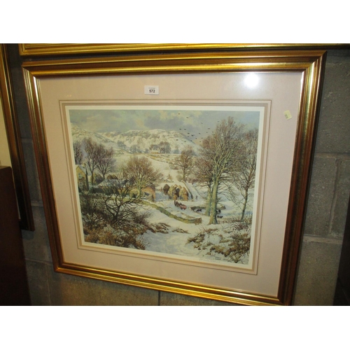 572 - James McIntosh Patrick Signed Print Winter Farm Scene 165/850