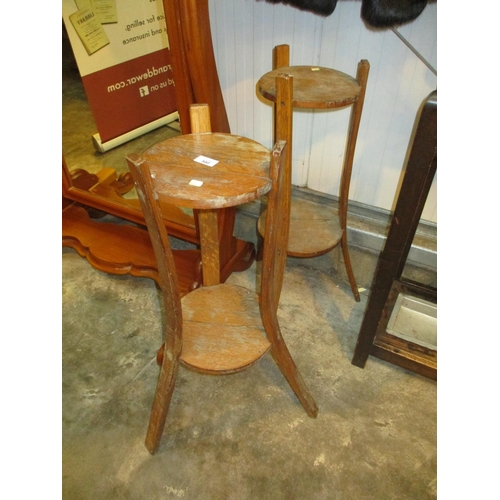 580 - Pair of Oak Plant Stands