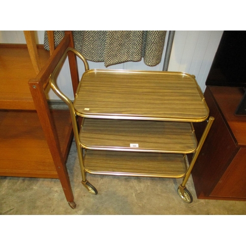 586 - Gilt Metal Tray Top Gin/Cocktail Trolley