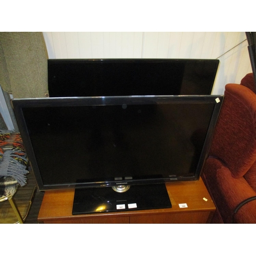 587 - Samsung and Panasonic TVs, one power cable, one remote