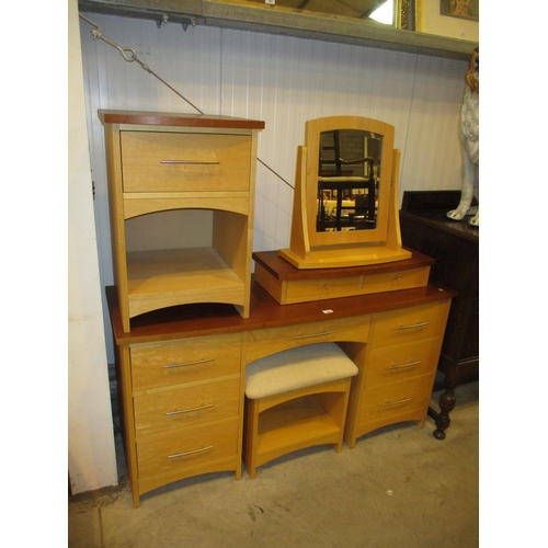 590 - Modern Dressing Table with Stool, Mirror and Bedside Cabinet