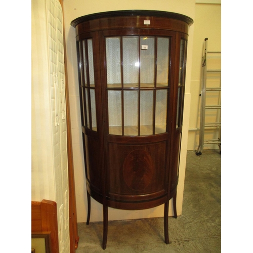 599 - Edwardian Inlaid Mahogany Bowfront Display Cabinet, 91cm