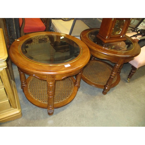 612 - Pair of Glass Inset Top Lamp Tables, 65cm each