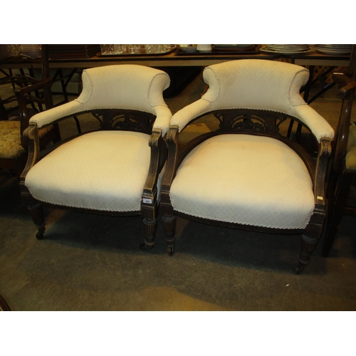 620 - Pair of Late Victorian Horseshoe Back Occasional Chairs