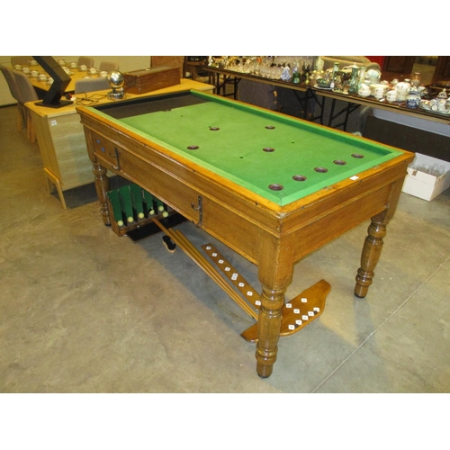 641 - Oak and Slate Bed Billiards Table with Accessories