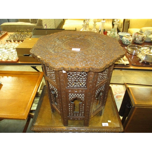 662 - Eastern Carved Teak Coffee Table, 48cm