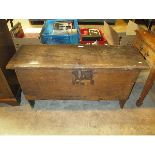 667 - Antique Oak 6 Plank Coffer, 88x32x44cm