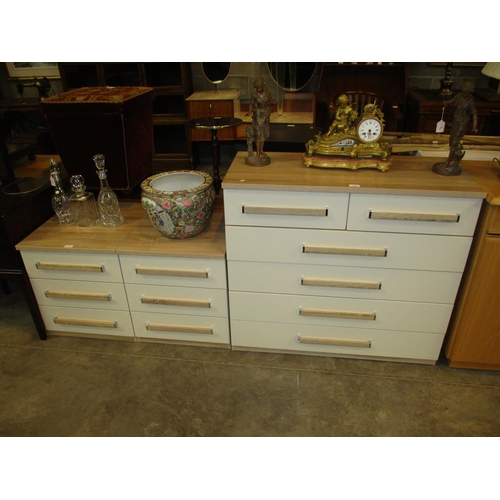 672 - Modern Chest of 6 Drawers and Pair of Bedside Chests, 96 & 48cm