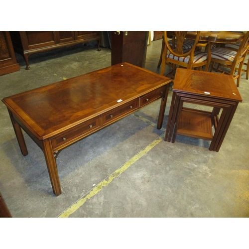 679 - Mahogany Coffee Table, 120x60cm, and a Nest of 3 Tables