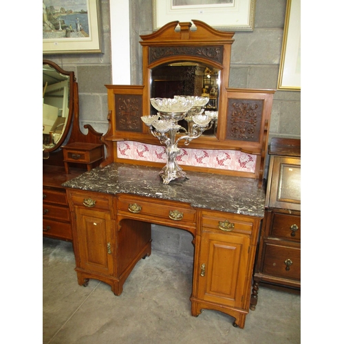 717 - Late Victorian Walnut and Marble Top Washstand, 121cm