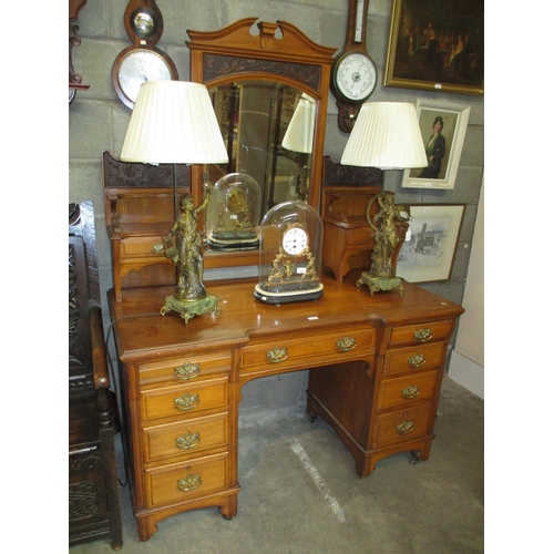 722 - Late Victorian Walnut Double Pedestal Dressing Table, 138cm