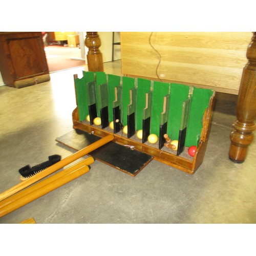 641 - Oak and Slate Bed Billiards Table with Accessories